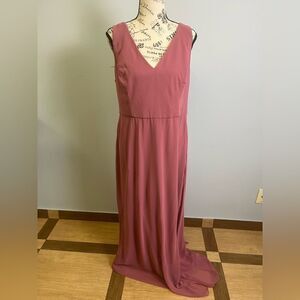 Social Bridesmaids SLEEVELESS TIE BACK CHIFFON GOWN Dress IN ROSEWOOD NWT 16R
